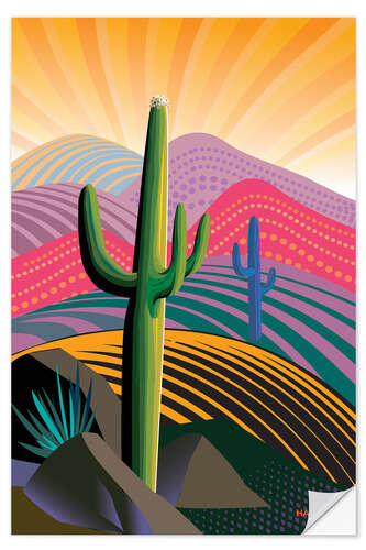 Selvklebende plakat Ascending Saguaro