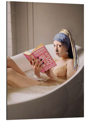 Cuadro de aluminio Girl with a Pearl Earring in the Bath