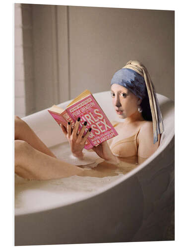 PVC-tavla Girl with a Pearl Earring in the Bath