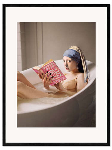 Impresión de arte enmarcada Girl with a Pearl Earring in the Bath