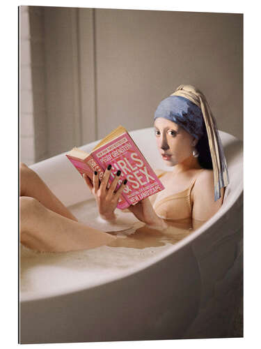 Tableau en plexi-alu Girl with a Pearl Earring in the Bath