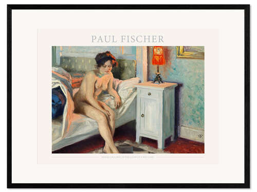 Framed art print Model on a Bed, in the Glow of a Red Lamp