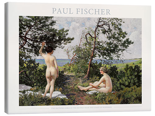Canvastavla Two Bathing Girls in the Bushes Near the Coast of Hornbæk