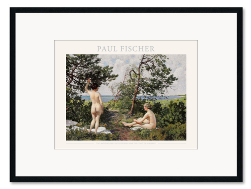 Kehystetty taidepainatus Two Bathing Girls in the Bushes Near the Coast of Hornbæk