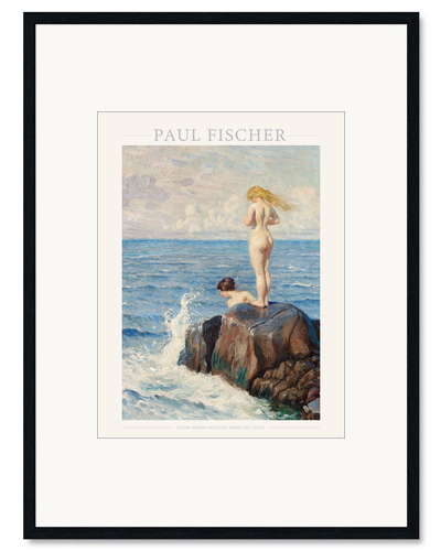 Gerahmter Kunstdruck Young Women Bathing From the Cliffs