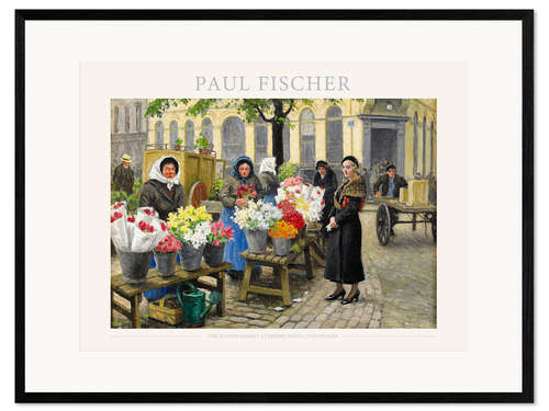 Framed art print The Flower Market at Højbro Plads, Copenhagen