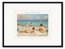 Kehystetty taidepainatus Two Girls at the Beach, Hornbaek, 1917