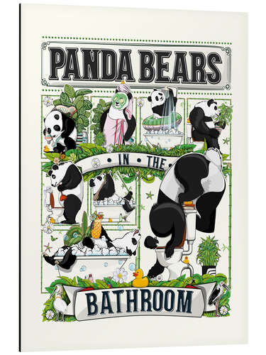 Tableau en aluminium Panda Bears in the Bathroom