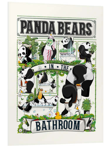 Tableau en PVC Panda Bears in the Bathroom