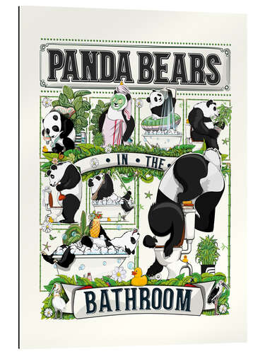 Stampa su plexi-alluminio Panda Bears in the Bathroom