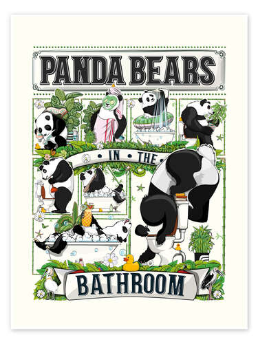 Poster Panda Bears in the Bathroom