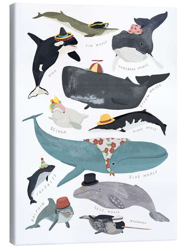 Quadro em tela Whales With a Hat