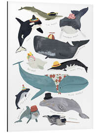 Magnettafel Walfische mit Hut