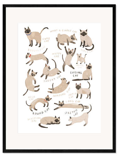 Ingelijste kunstdruk All Sorts of Siamese Cats