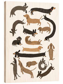 Wood print Long and Short Dachshunds - Hanna Melin