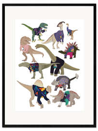 Impressão artística com moldura Dinosaurs In 80s Jumpers
