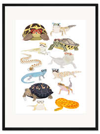 Gerahmter Kunstdruck Reptilien mit Brille