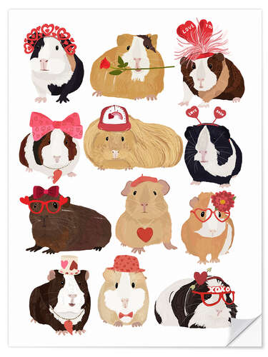 Sticker mural Love Guinea Pigs