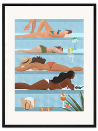 Gerahmter Kunstdruck Ladies By the Pool