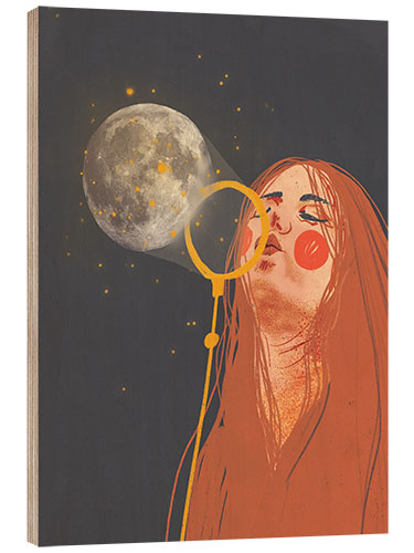 Wood print Moon Child