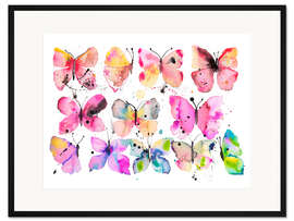 Gerahmter Kunstdruck Schmetterlings-Aquarell