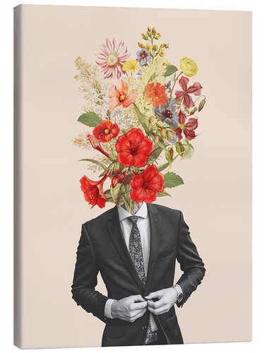 Canvas print Suit and red flowers