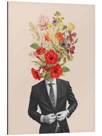 Magnettafel Anzug und rote Blüten