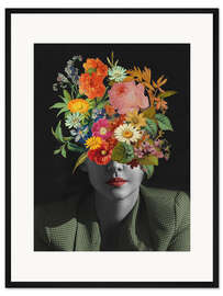 Gerahmter Kunstdruck Grüner Vintage-Blumenstrauß