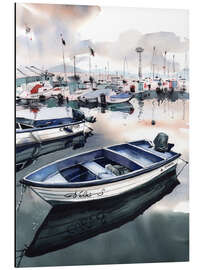Magnettafel Boote im Hafen bei Sonnenuntergang
