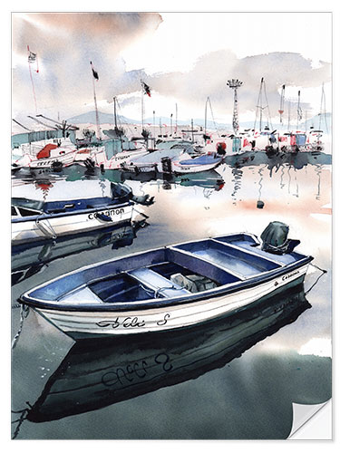 Autocolante decorativo Boats in the harbor at sunset