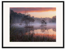 Gerahmter Kunstdruck Sonnenaufgang am Oisterwijkse Vennen