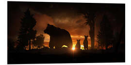 Foam board print Bear Family at Dusk