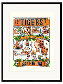 Kehystetty taidepainatus Tigers in the Bathroom