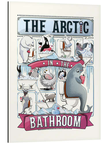 Tableau en aluminium Arctic Animals in the Bathroom