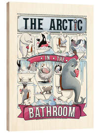 Cuadro de madera Arctic Animals in the Bathroom