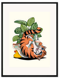 Gerahmter Kunstdruck Tiger putzt Zähne