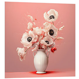 Quadro em PVC White Poppies