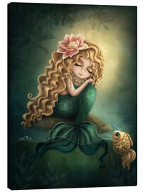 Canvas print Cute Mermaid and Golden Fish