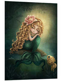 Foam board print Cute Mermaid and Golden Fish