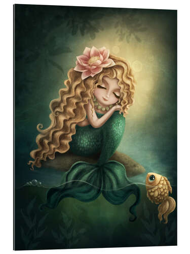 Gallery print Cute Mermaid and Golden Fish