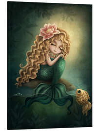 Magnettafel Süße Meerjungfrau und goldener Fisch