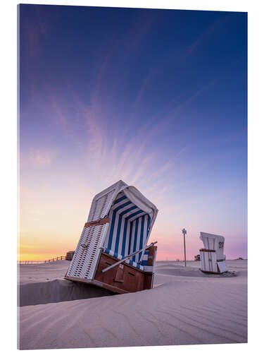 Acrylic print Beach Chair in the Sunset