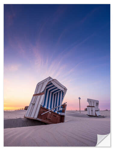 Selvklebende plakat Beach Chair in the Sunset