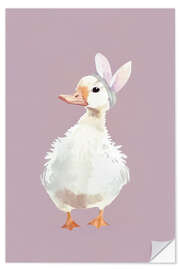 Sticker mural Cute Duck with Bunny Ears