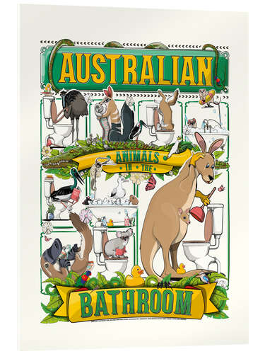 Tableau en verre acrylique Australian Animals in the Bathroom