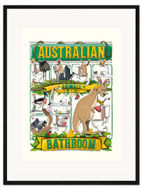 Gerahmter Kunstdruck Australische Tiere im Badezimmer