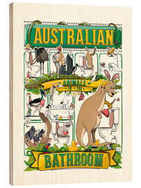 Tableau en bois Australian Animals in the Bathroom