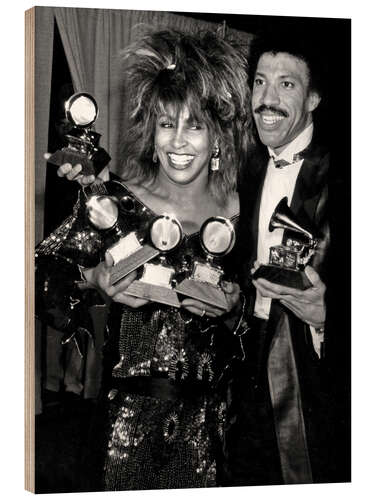 Wood print Tina Turner and Lionel Ritchie at 27th Grammy Awards, 1985