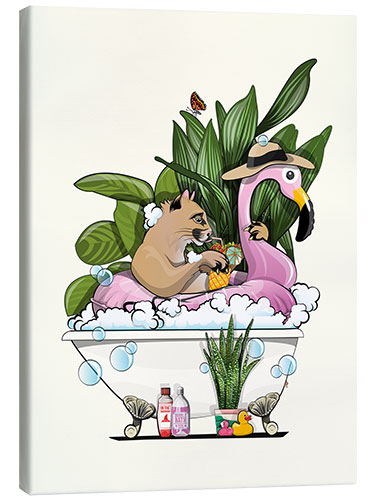 Canvas print Puma with Flamingo in the Bathroom