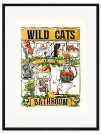 Gerahmter Kunstdruck Wildkatzen im Badezimmer